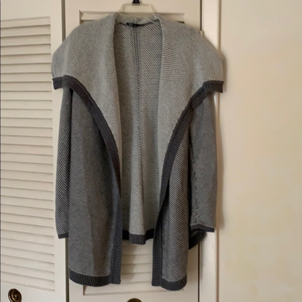 Two tone gray wool blend cardigan jacket
